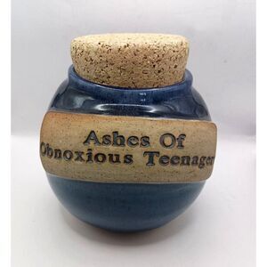 Handcrafted Tumbleweed Pottery Ashes Of Obnoxious Teenager Jar With Cork Lid